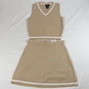 Sincerely Jules Sweater Vest & Skirt Set – Tan/Cream – Size S